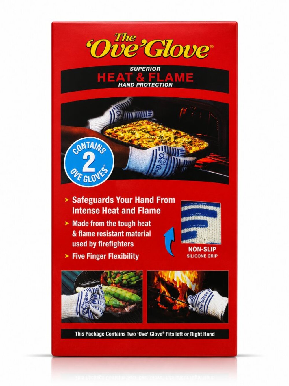 The Ove' Glove Heat & Flame Resistant Oven Gloves 2-Pack Non-Slip Silicone Grip